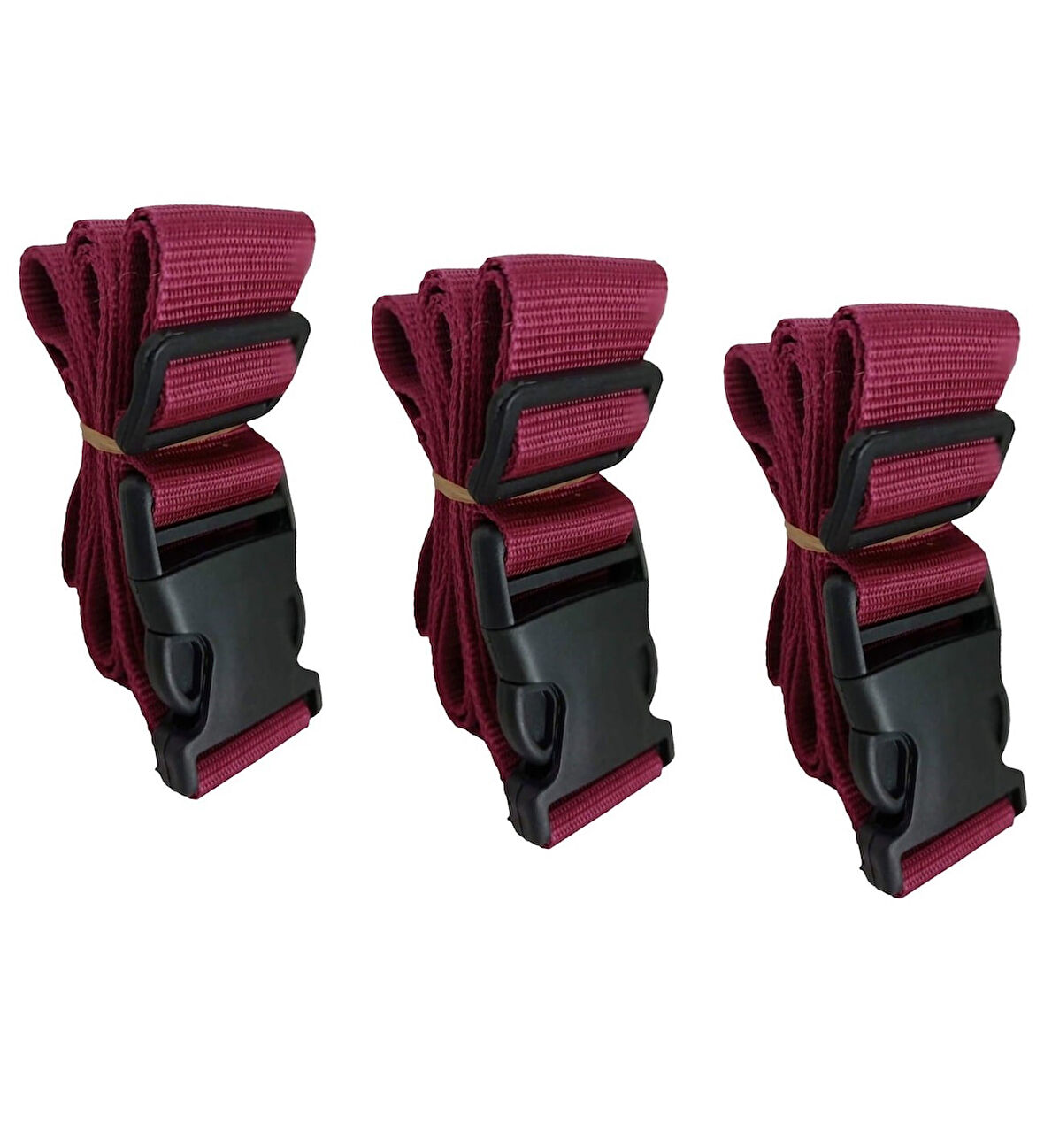 Bordo Renk Valiz Bavul Emniyet Kemeri 3 Adet En 4cm
