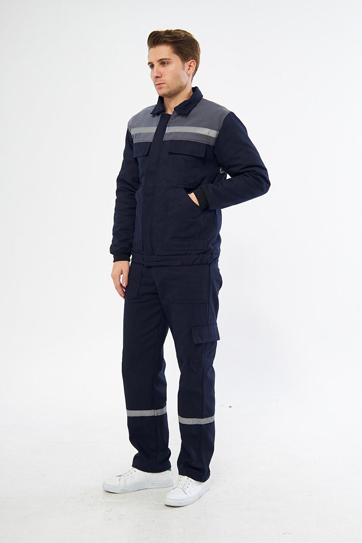 İş Takımı (Mont+Pantolon) Reflektörlü %100 Pamuk