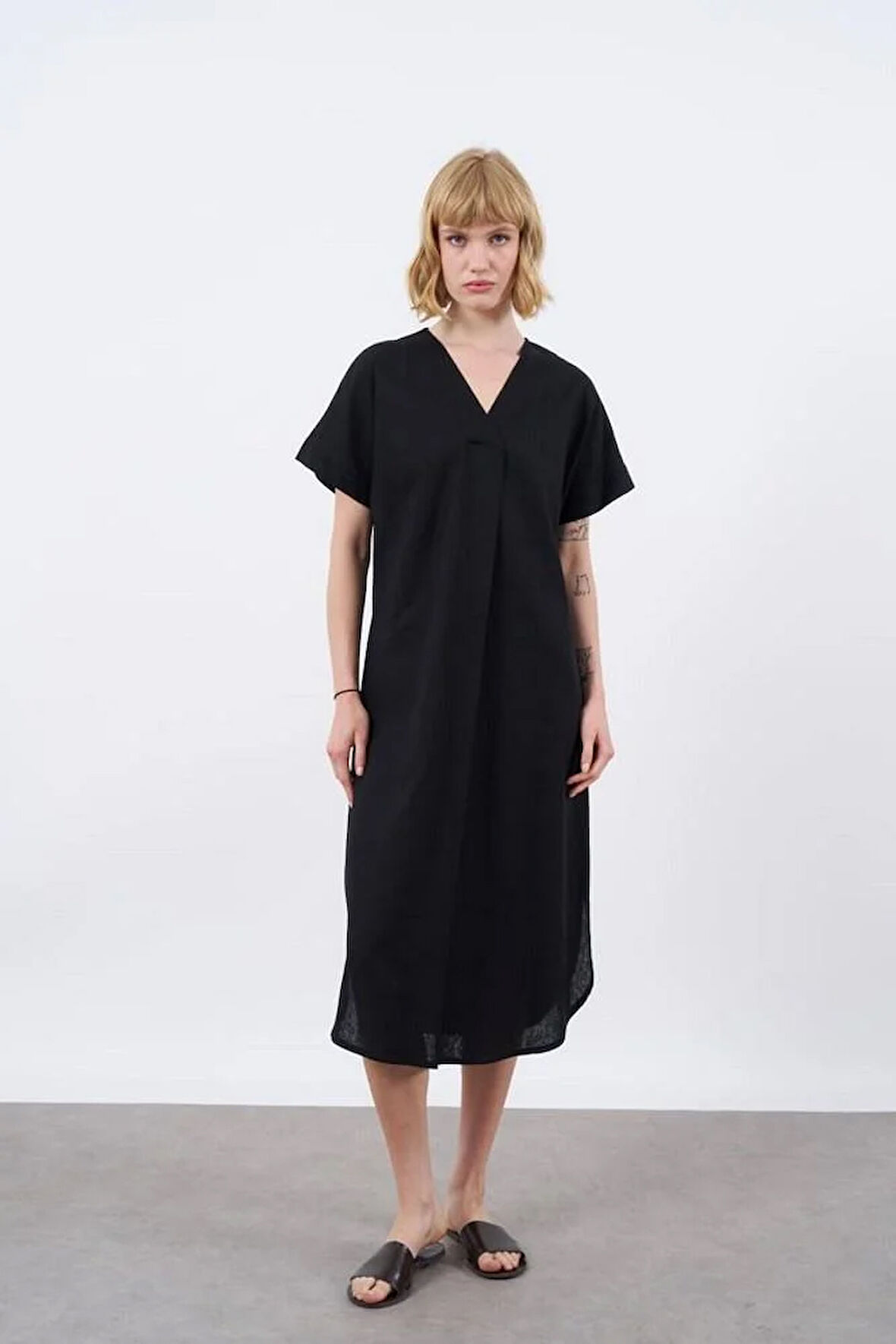 MİDİ BOY KETEN ELBİSE