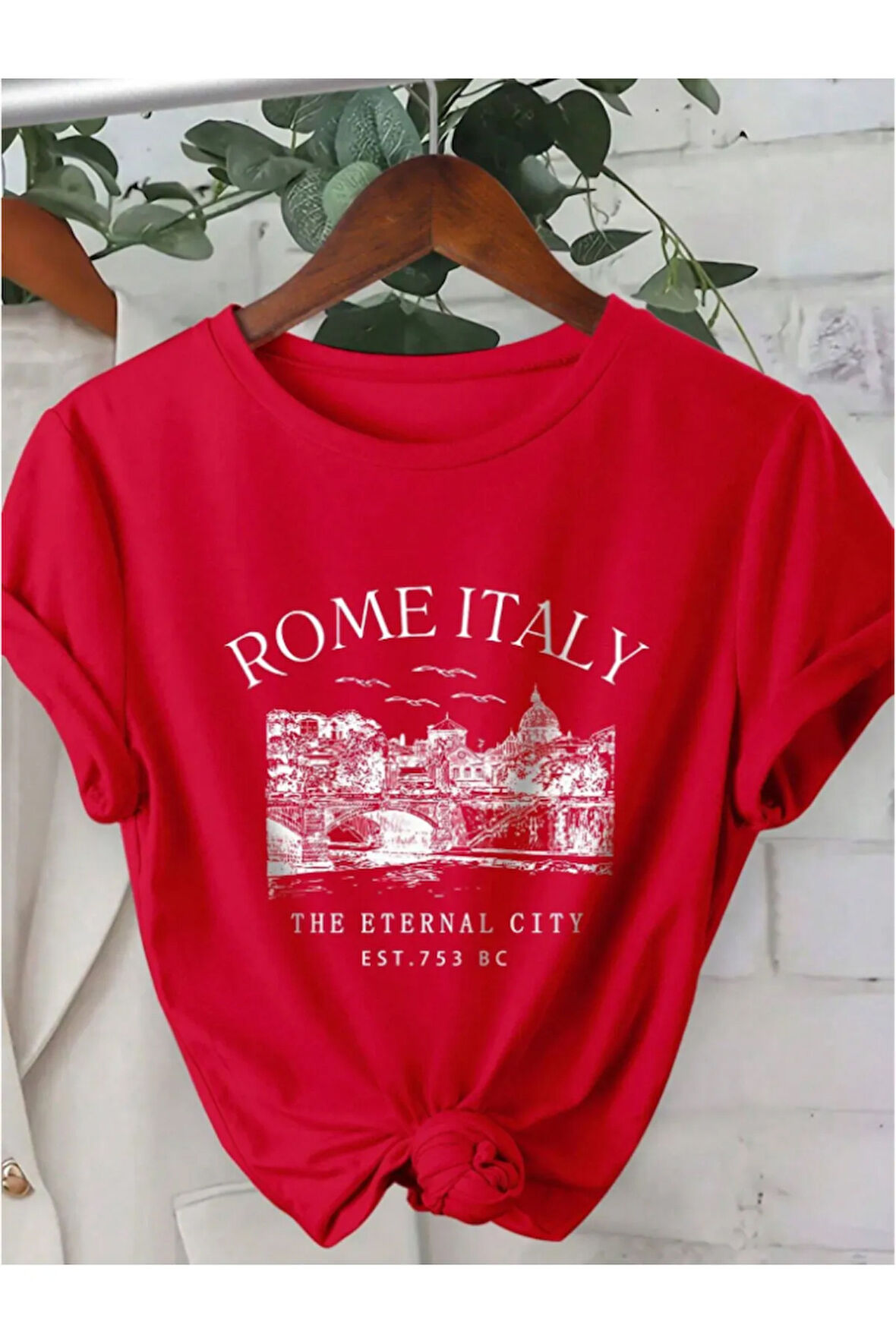 Unisex İtalyan Skyline Özel Tasarım Ön Baskılı Tasarım Tshirt