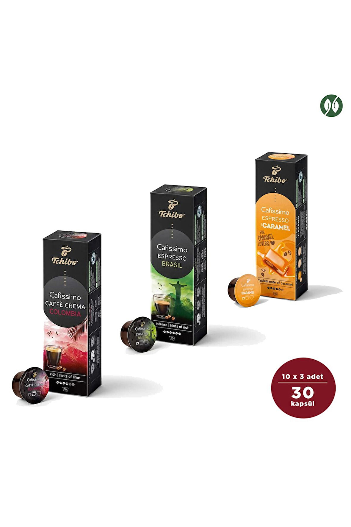 Kapsül Kahve 3’lü Paket | Cafissimo Uyumlu – Kolombiya, Brezilya, Karamel