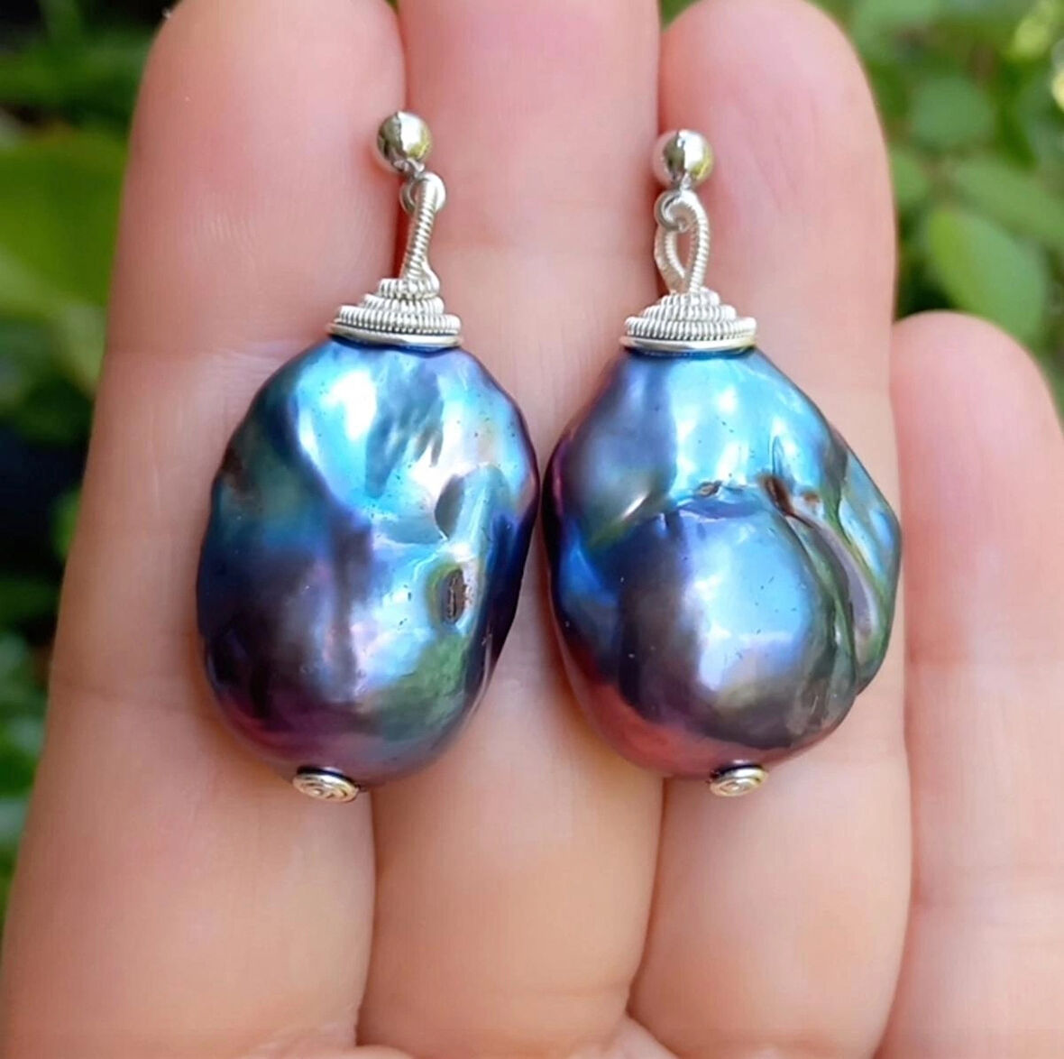 2340 Siyah barok İnci el yapımı küpe