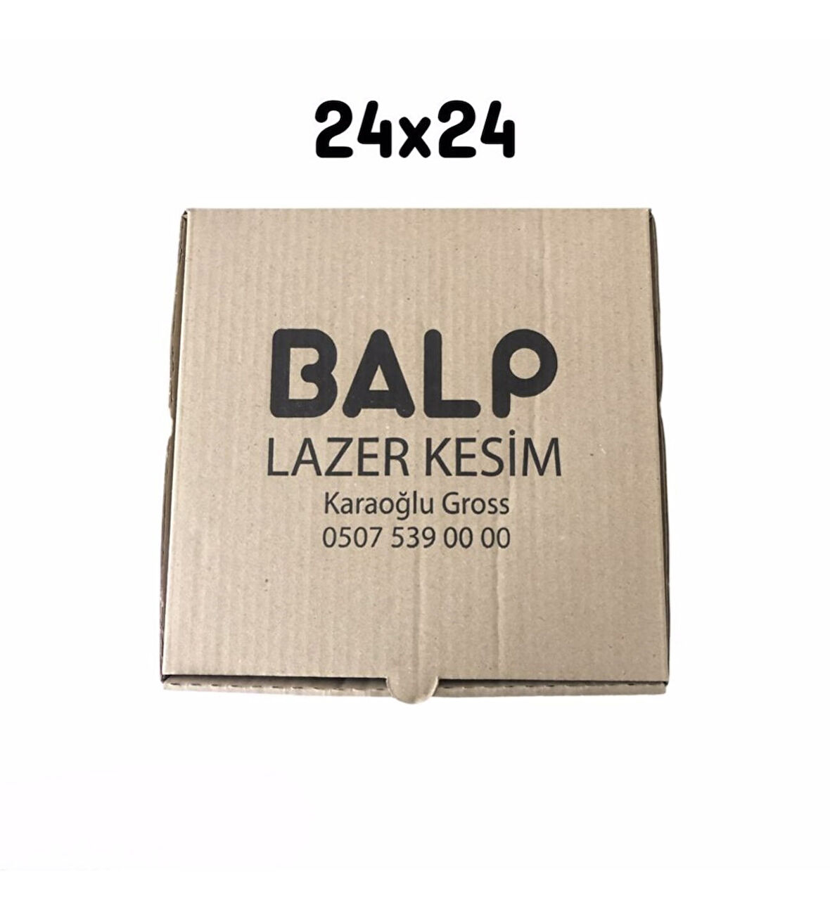 24x24x3.5 cm Ebatında 50 adet Üretim Fazlası Yazılı Karton Kutu 