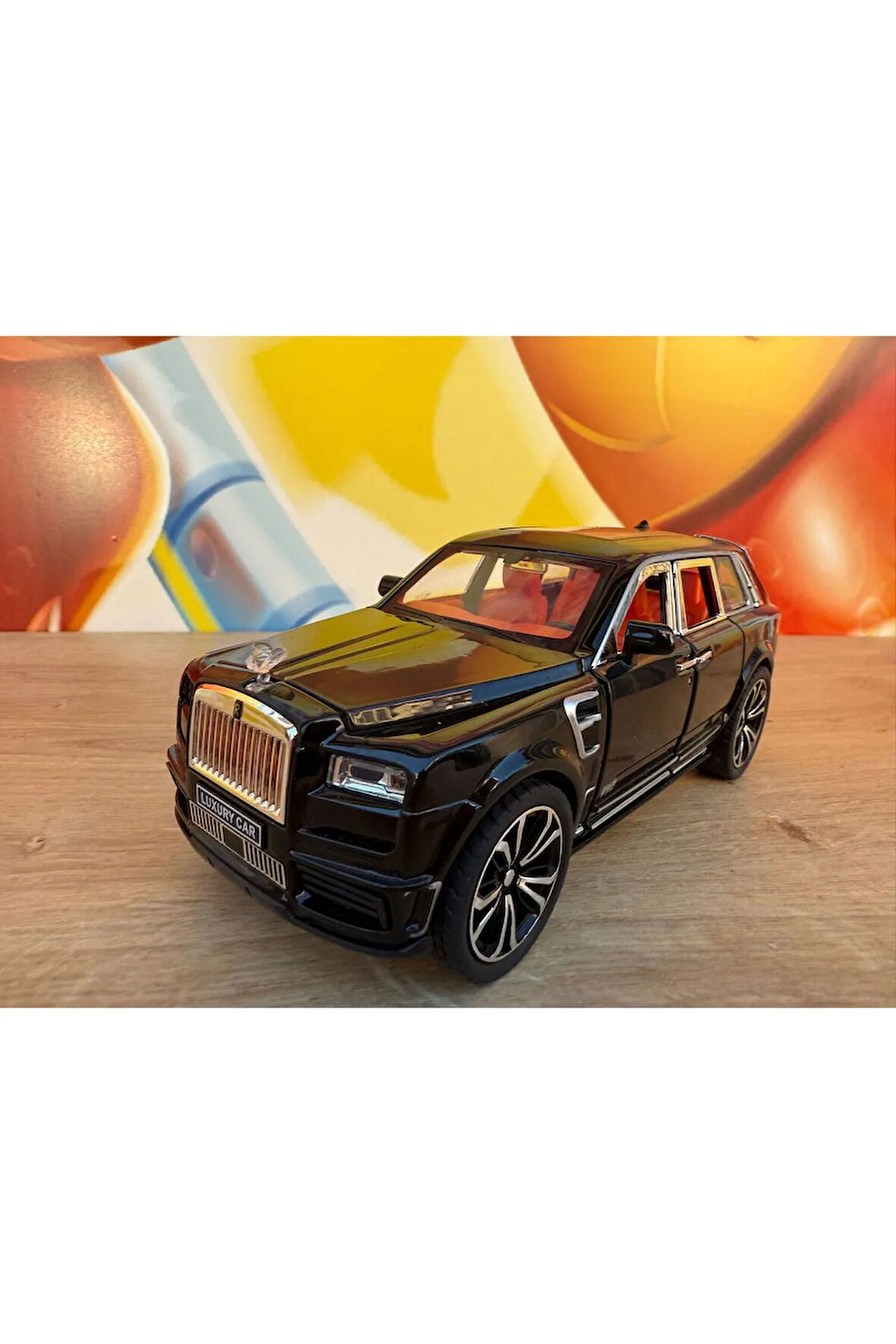 1:24 Çek Bırak Işıklı ve Sesli Rolls Royce Diecast Model Araba Siyah