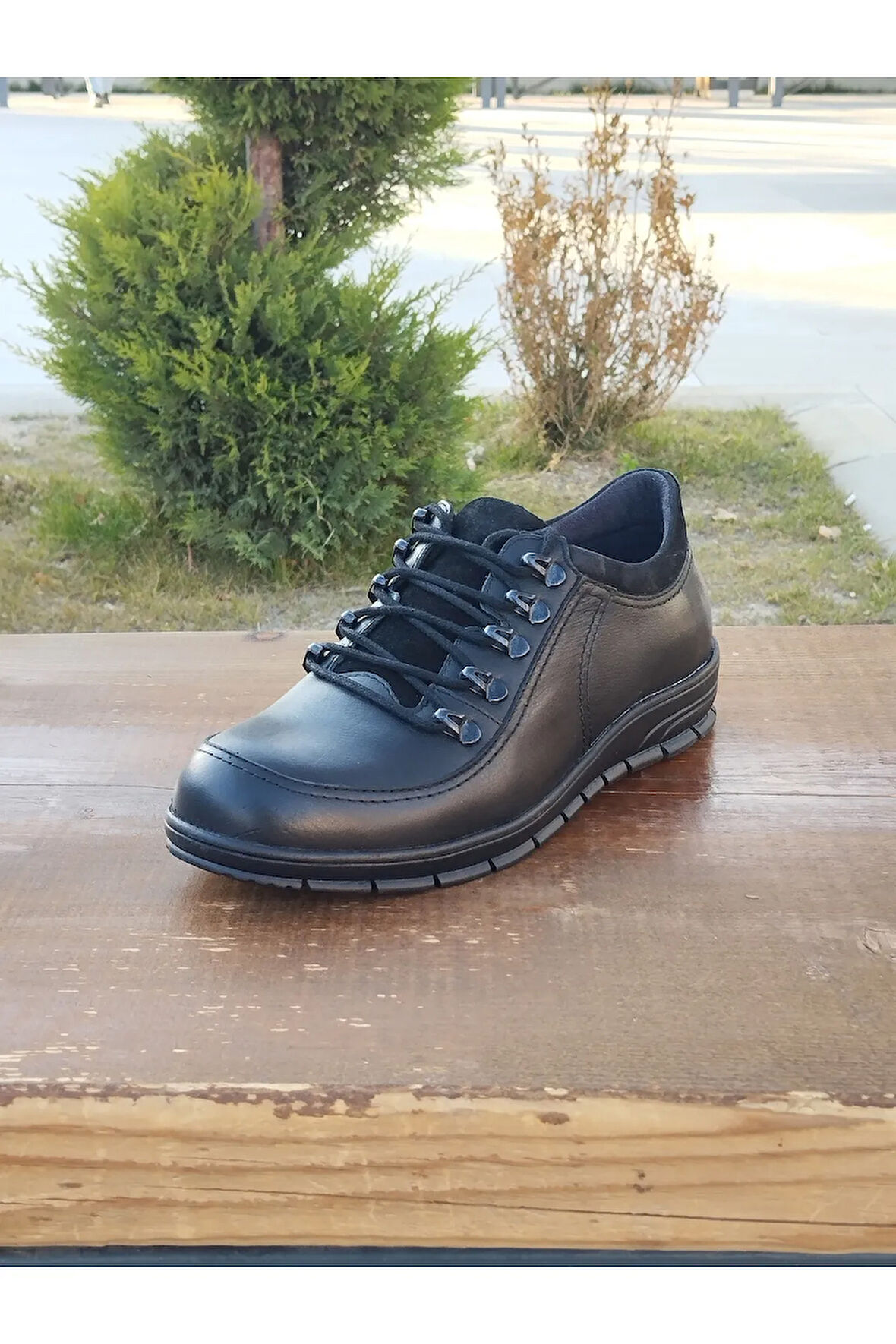 Erkek Sportif Kışlık Kundura Hakiki Deri  Kauççuk Taban Ortobetik ve Bağcıklı