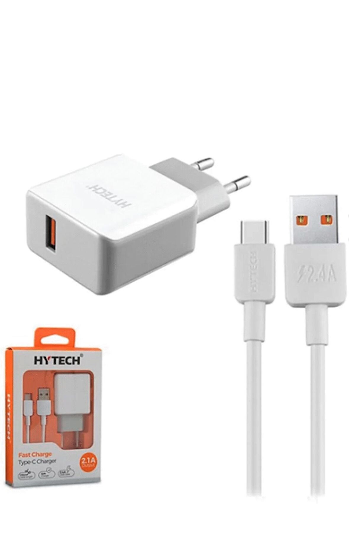 Quick Charge QC3.0 2.4A Type-C Kablolu Beyaz/Gri Hızlı Şarj Adaptörü