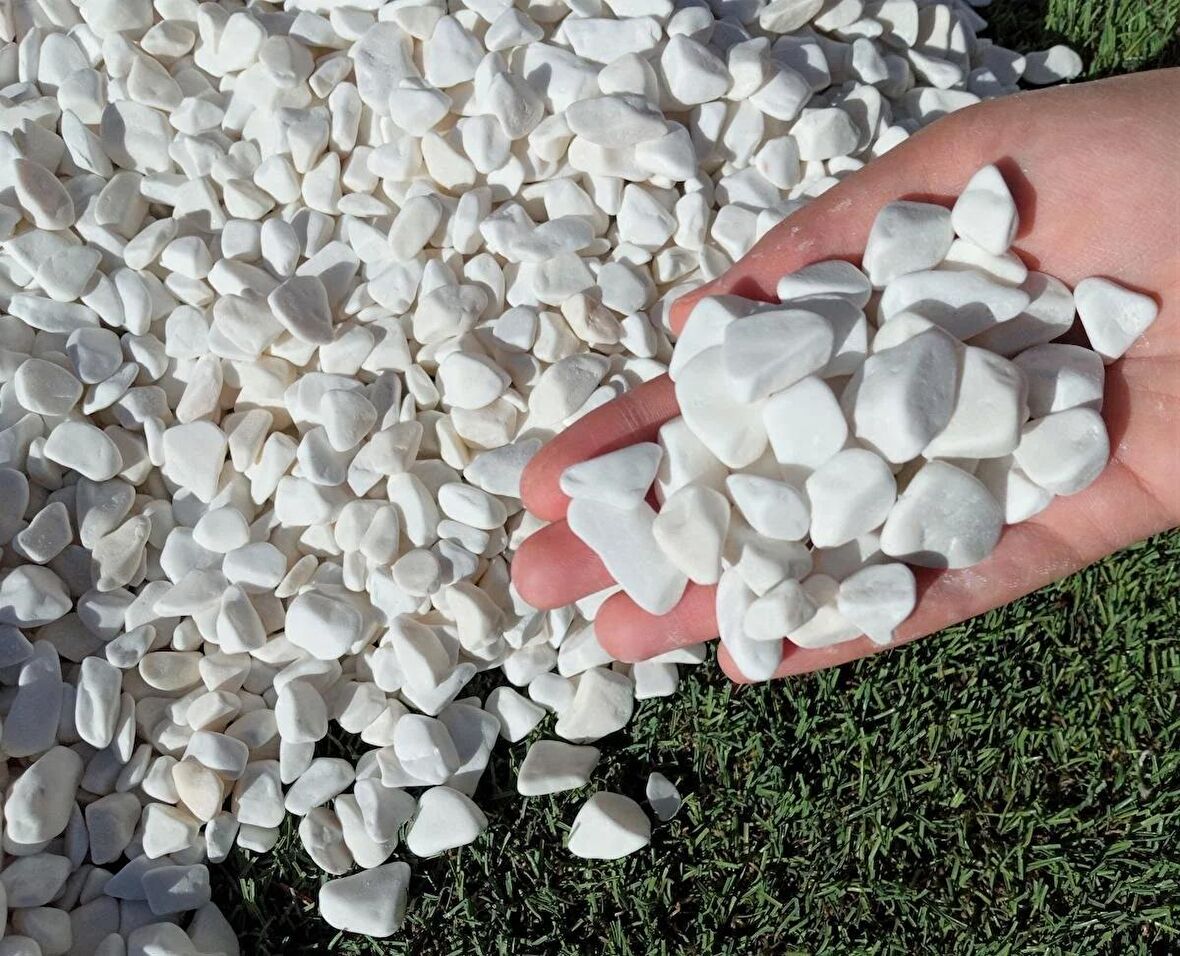 Mezar Taşı 1 Kg 1-2 Cm Beyaz Dolomit Taş Dere Çakıl Taşı Bahçe Süs Taşı Mezar Süsleme Taşı