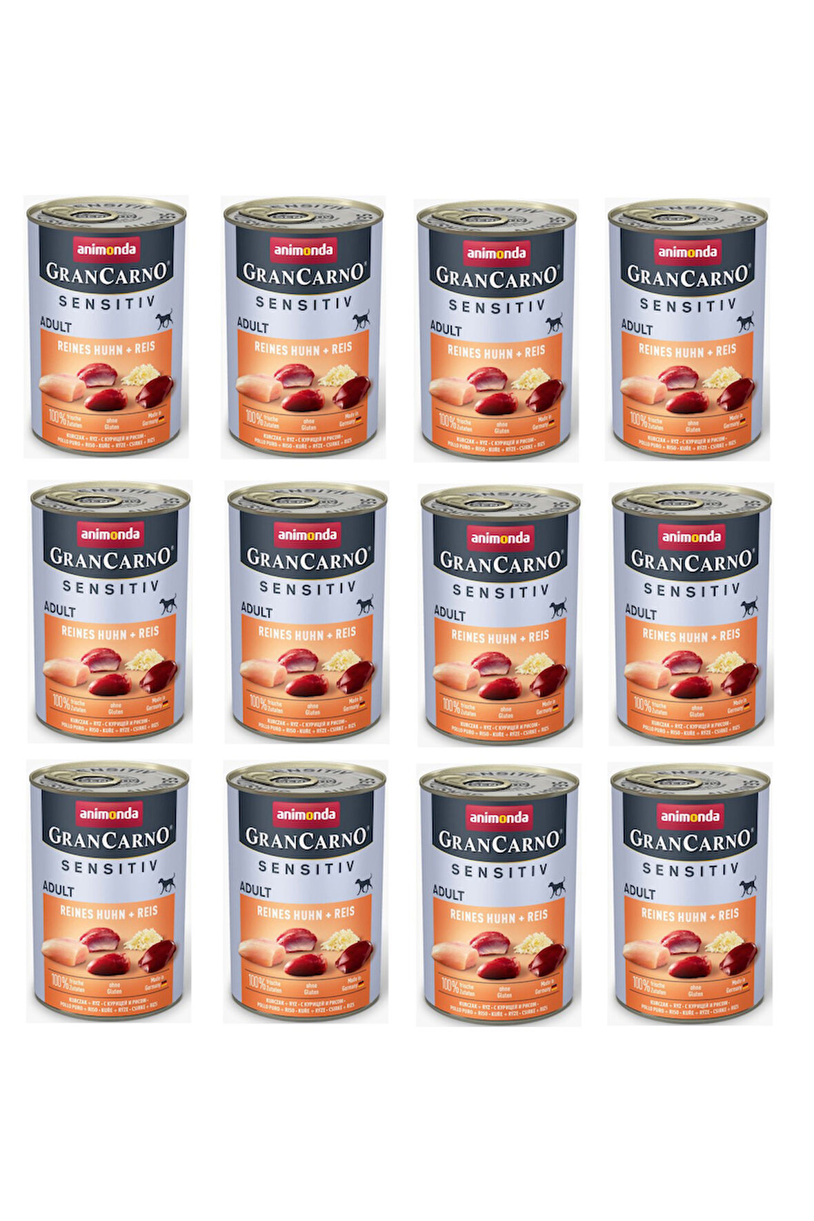 Animonda Gran Carno Sentive Tavuk ve Pirinçli Köpek Konservesi 400 Gr X 12 Adet