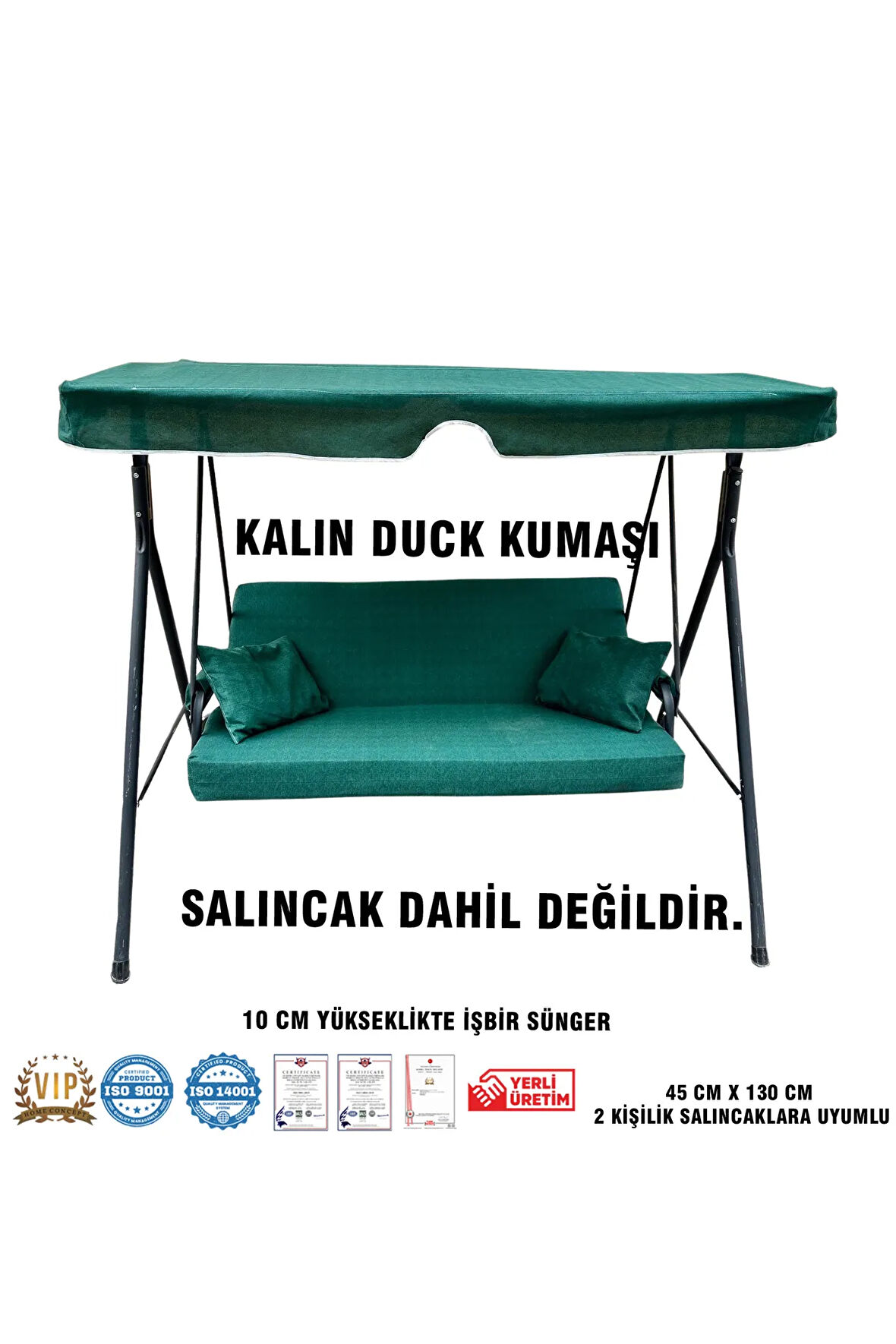 Lüks DUCK Vip Salıncak Minder Seti 10 CM Süngerli Tenteli Salıncak Minder Seti-YEŞİL