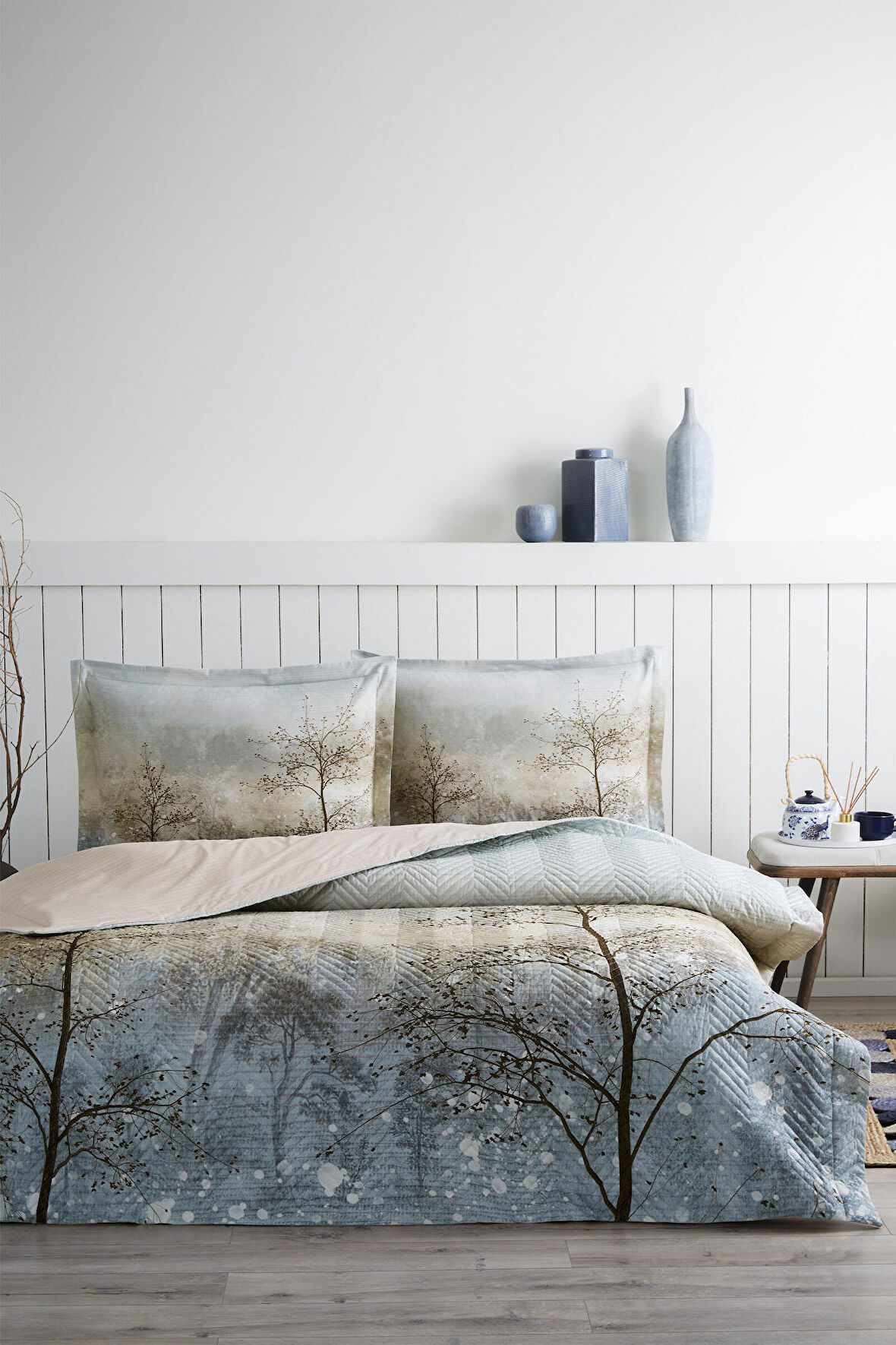 Özdilek İnverno Bej Tek Kişilik Kapitoneli Set Dört Mevsim Complete Set