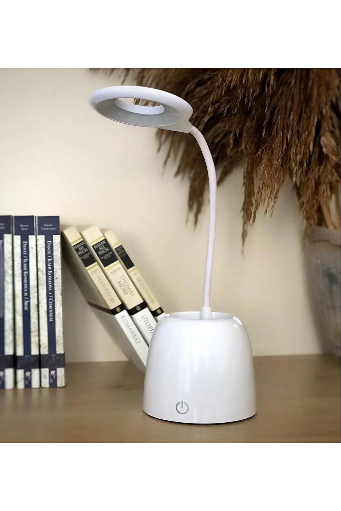 Şarjlı Kalemlikli Telefon Tutuculu Led Masa Lambası