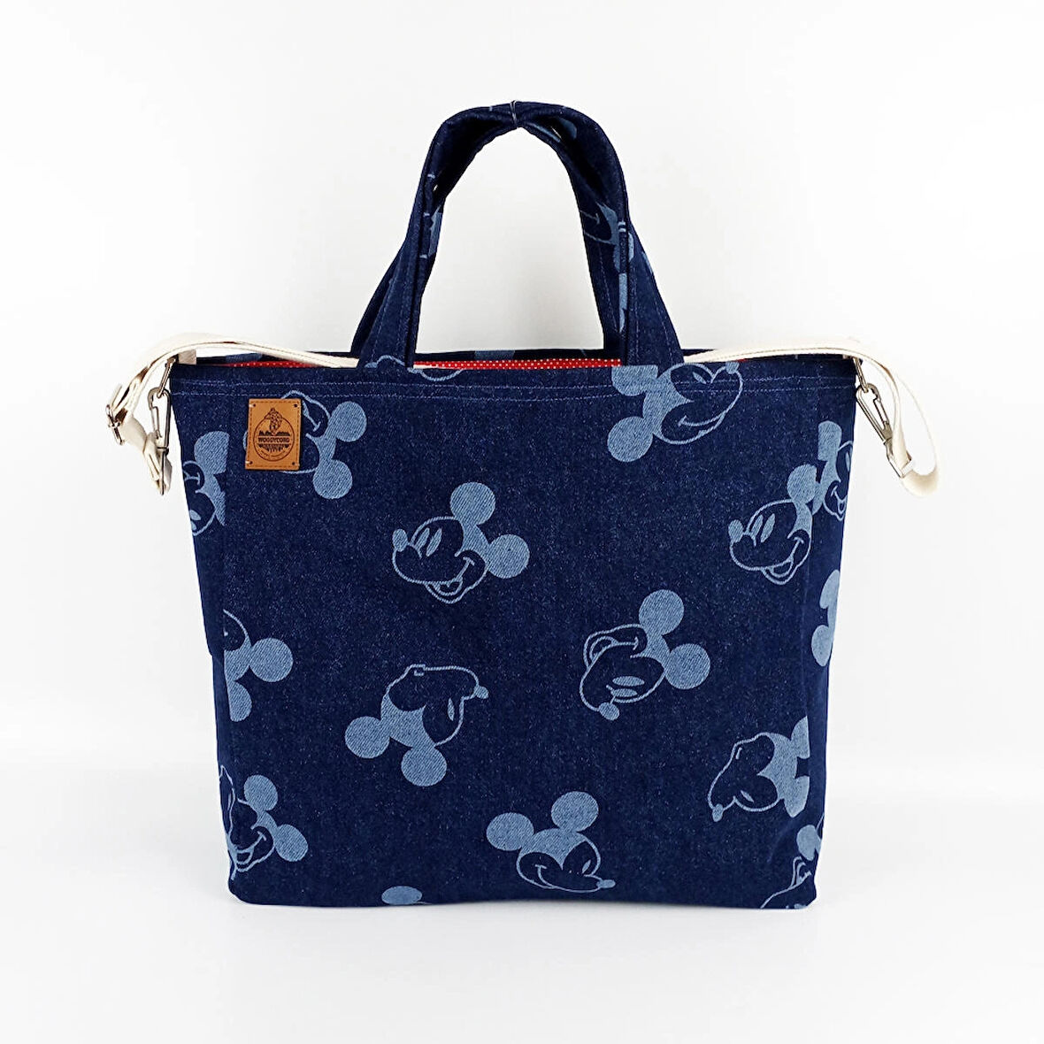 Woodycord Mickey Mouse Desenli  Büyük Boy Denim Tote Çanta