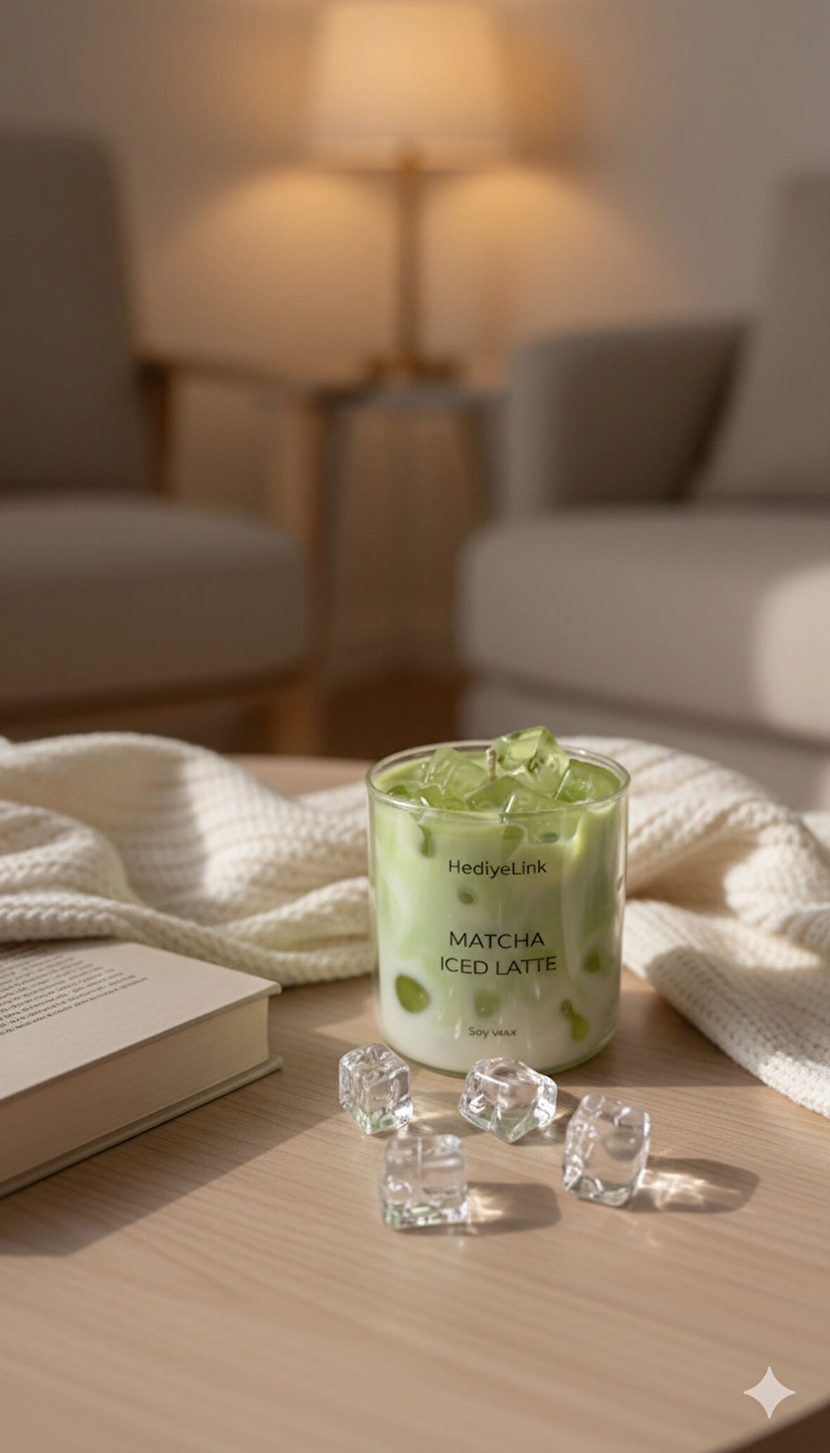 Matcha Iced Latte Mum – Gerçek Görünümlü Aromatik Dekoratif Kokulu Mum