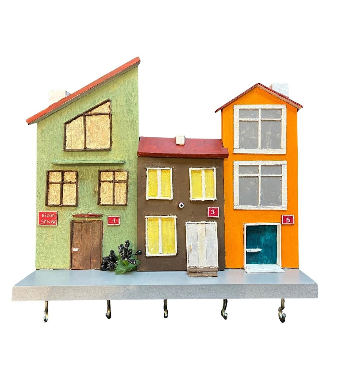 Bizim Sokak El Yapımı Ahşap Anahtarlık