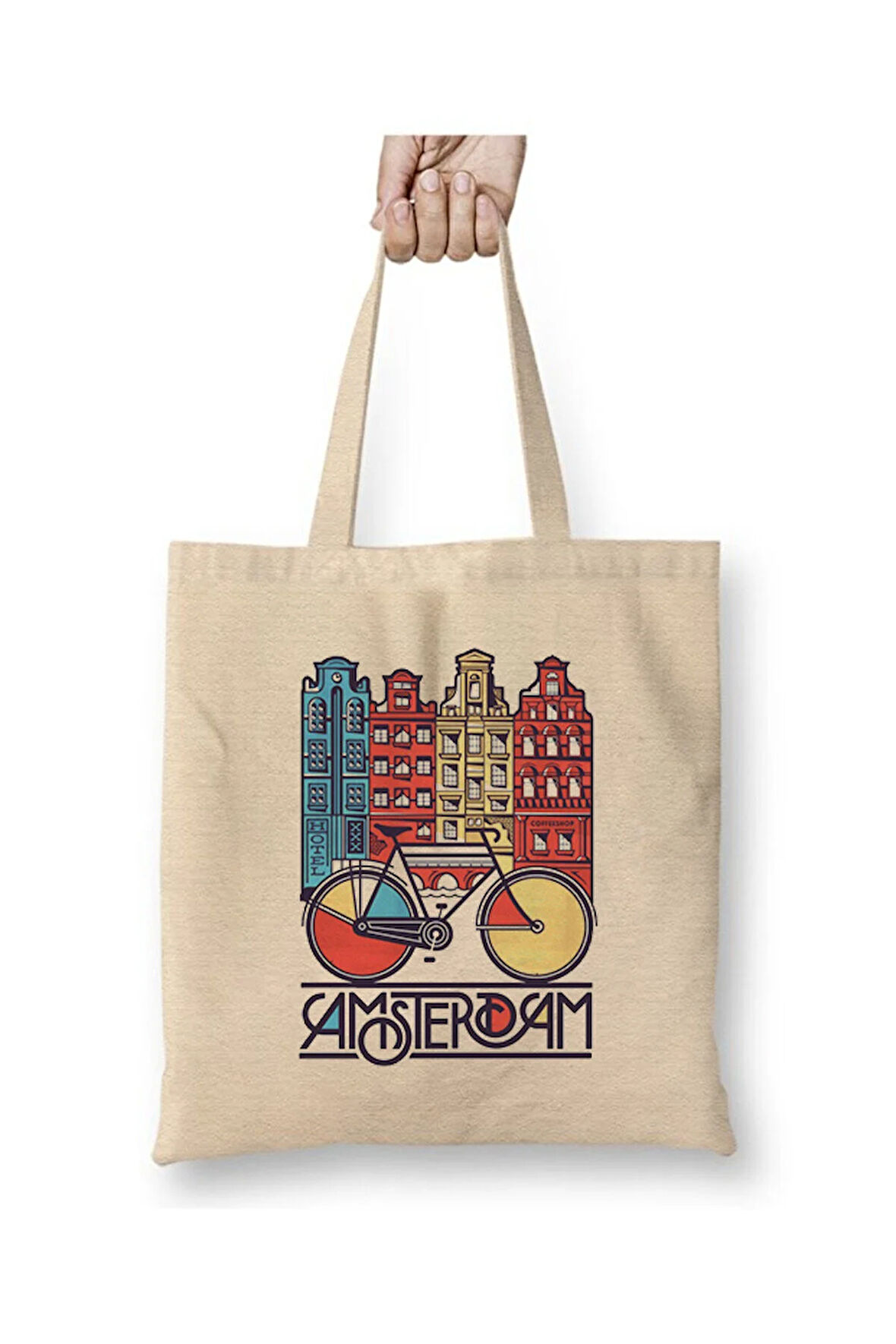 Amsterdam Hollanda Bez Çanta Uzun Saplı Alışveriş Çantası Plaj Çantası