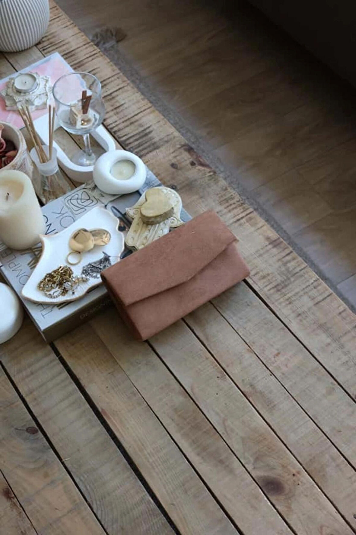 süet camel mini kutu omuz çantası