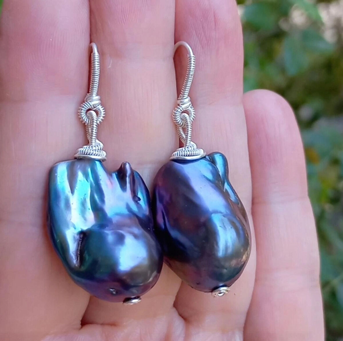 2345 Gümüş(925) aparatlı üst kalite doğal İnci el yapımı küpe