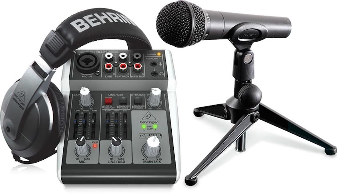 Behringer PODCASTUDIO 2 USB USB Mikser, Mikrofon, Kulaklıklar ve Daha Fazlasını İçeren Eksiksiz PODCASTUDIO Paketi