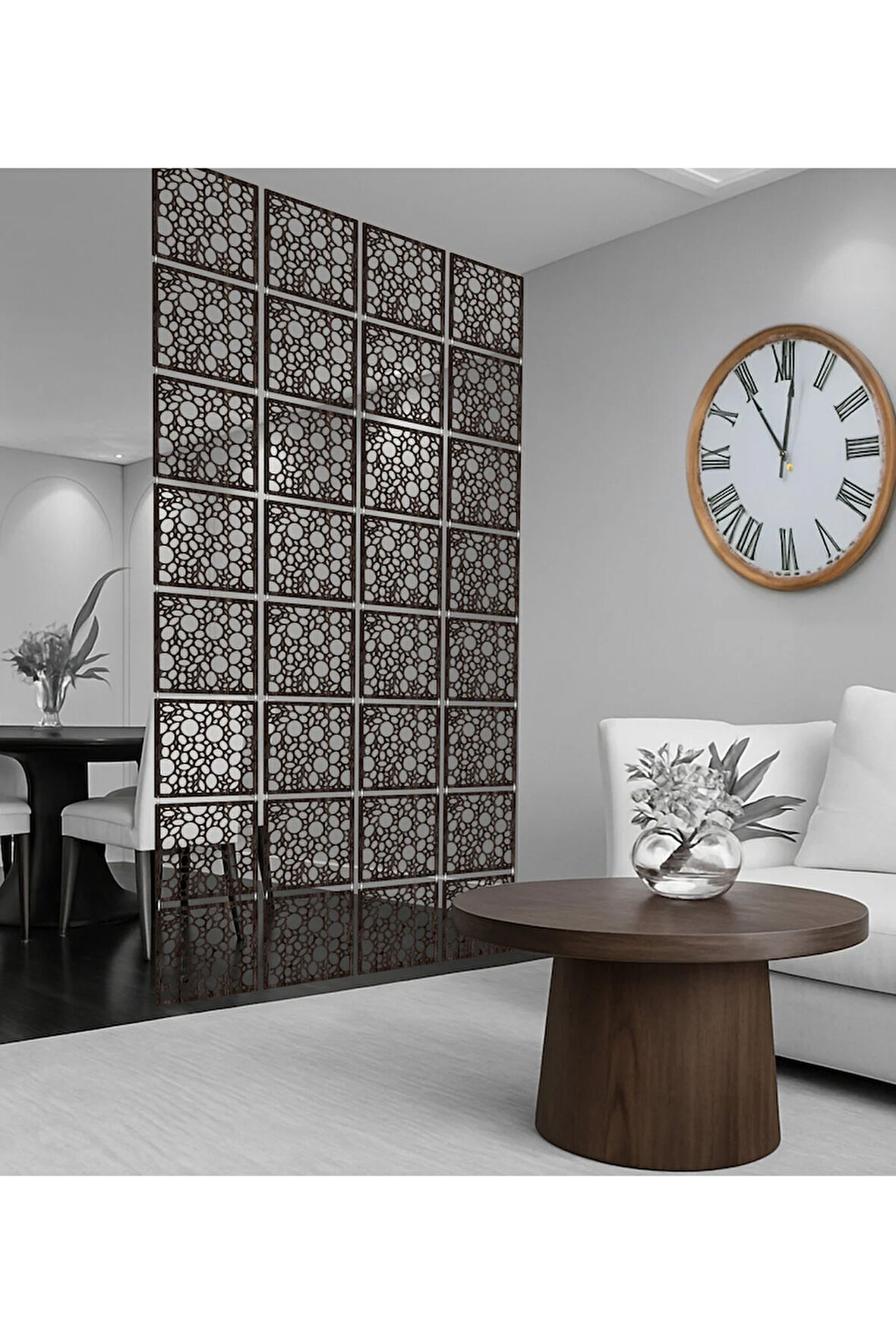 Halkalar Kücük Rastgele Lazer Kesim Paravan, Ahşap Seperatör, Panel Levha Seti Oda Bölücü Desen
