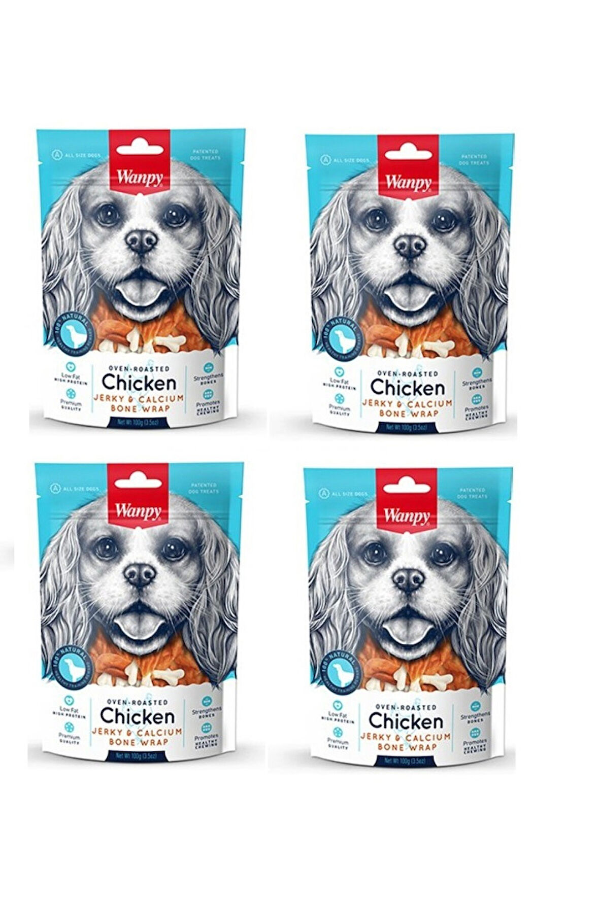 Wanpy Tavuk Sargılı Kalsiyum Kemik Köpek Ödülü 100 Gr. X 4 Adet