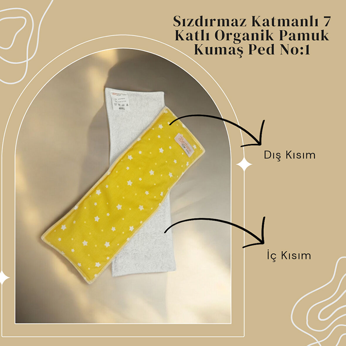 Bezhane Baby 7 Katlı Yıkanabilir Bebek Pedi Sarı Yıldız Desen 1 Numara