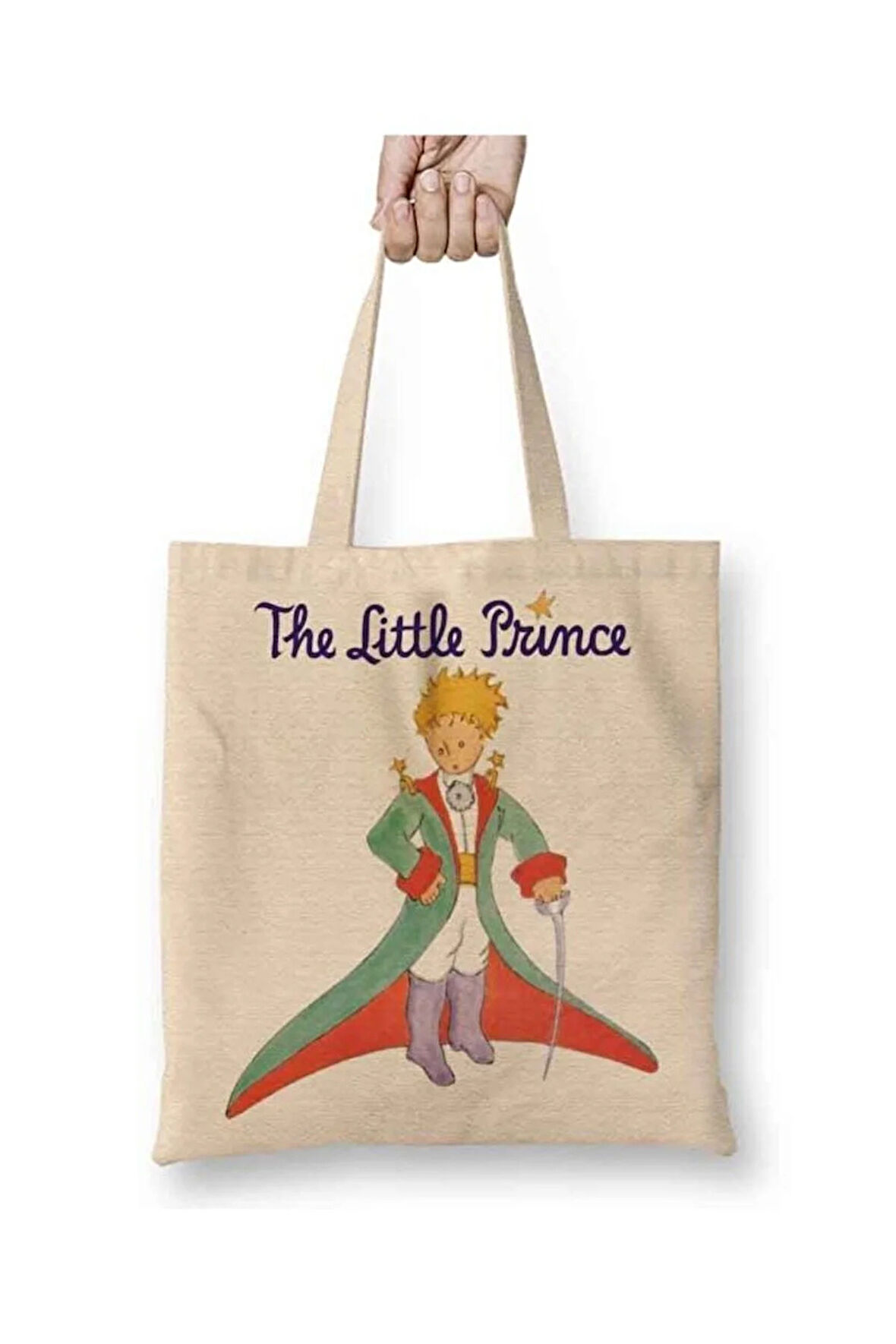 Küçük Prens Le Petit Prince Beyaz Bez Çanta Uzun Saplı Alışveriş Çantası Plaj Çantası