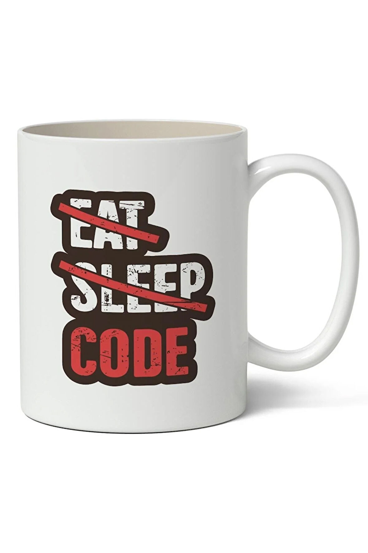 Yazılımcı Döngüsü Temalı Beyaz Kupa Bardak