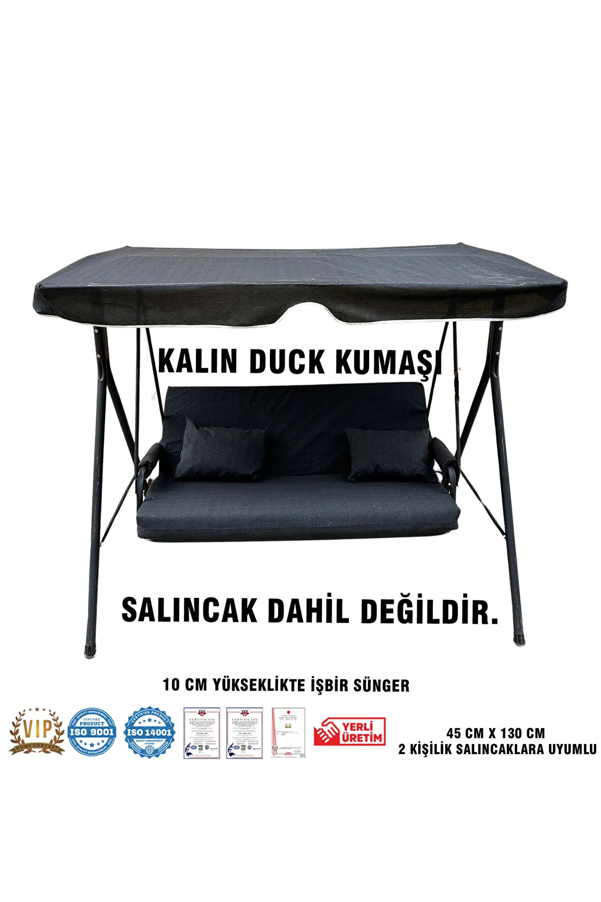 Lüks DUCK Vip Salıncak Minder Seti 10 CM Süngerli Tenteli Salıncak Minder Seti-SİYAH