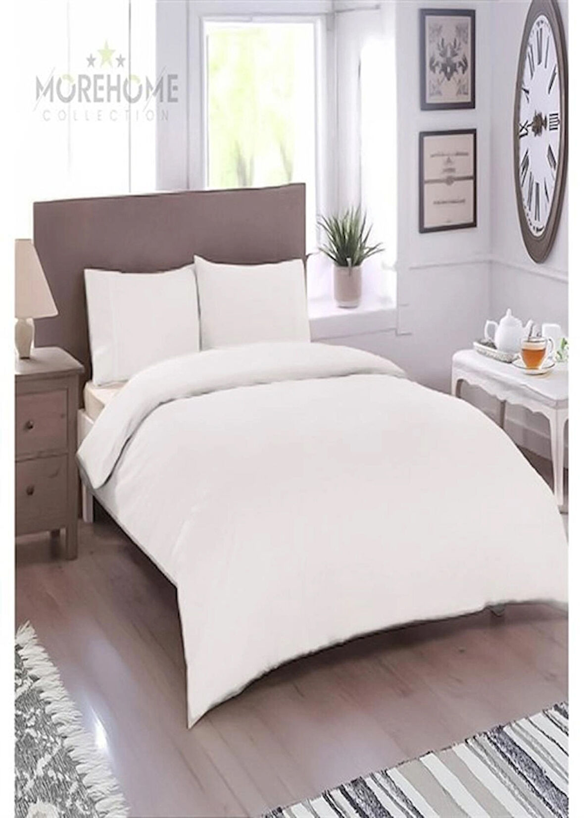 More Home Çift Kişilik Yorgan Kılıfı Beyaz