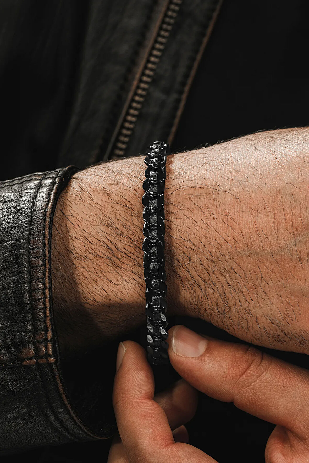 Çelik Bileklik - Siyah Seramik Modern Çelik Bileklik