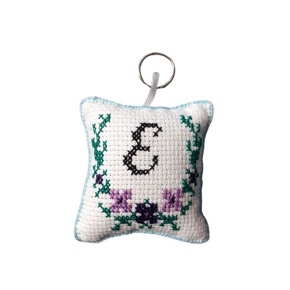 Uretti - Sibel 2453 4584 El Yapımı E Harfi Kanaviçe Anahtarlık