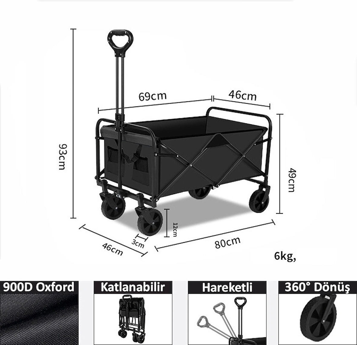 Çıkarılabilir katlanabilir Kamp arabası her araziye uygun lastikli taşınabilir Plaj Vagonu Alışveriş