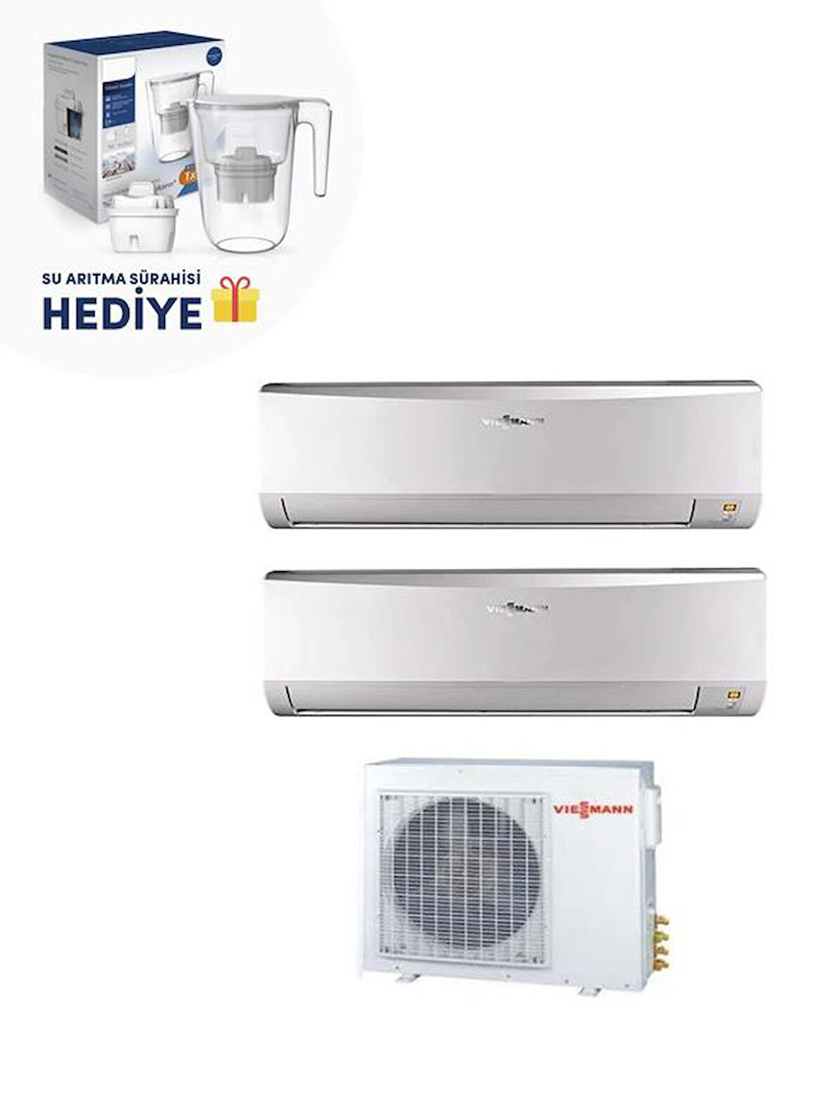 Viessmann Vitoclima Multi 1+2 Sistem (O2F3050M2) 2x12000 Btu İç 5 kw Dış Ünite + Su Arıtma Sürahisi Hediyeli