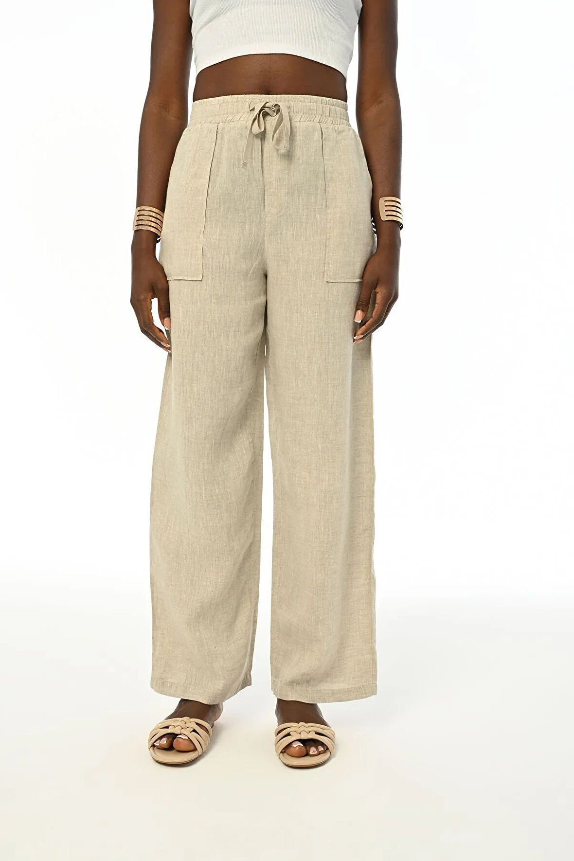 KADIN RAHAT KALIP BOL PAÇA NATUR PANTOLON