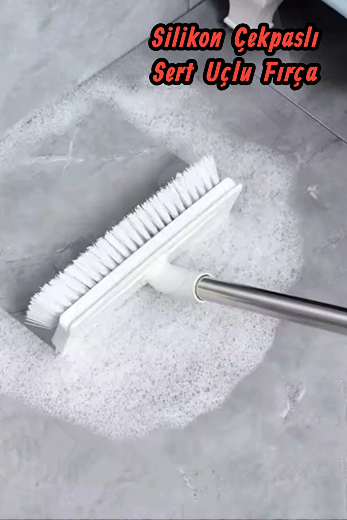 360° Döner Başlıklı Temizlik Fırçası Sert Uçlu Çekpaslı Çok Fonksiyonlu Banyo & Zemin Temizlik Fırça