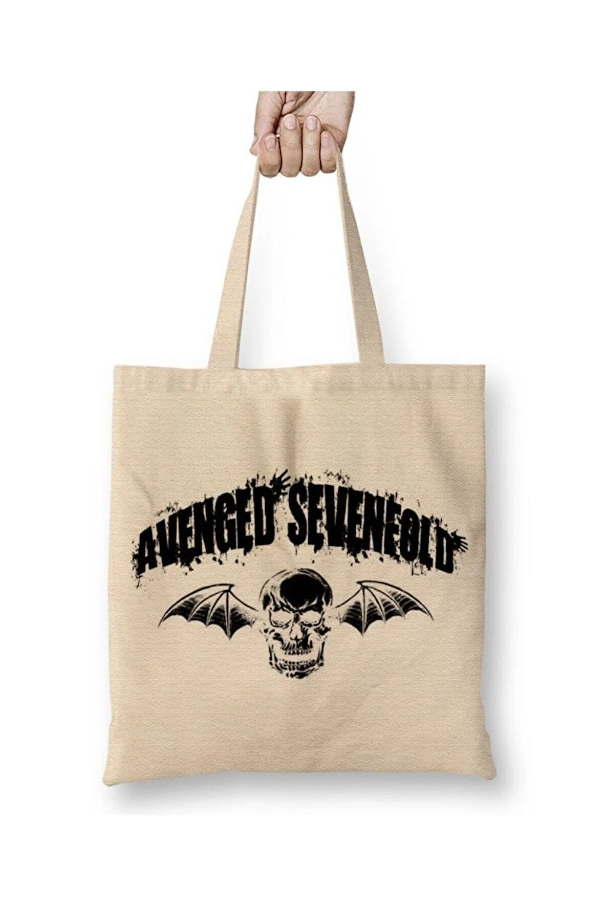 Avenged Sevenfold Hail To The King Beyaz Bez Çanta Uzun Saplı Alışveriş Çantası Plaj Çantası