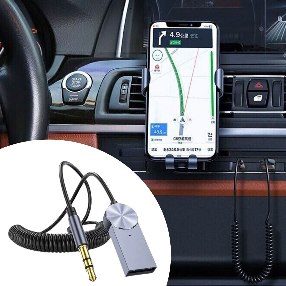 By Nevser® Araba için Bluetooth Aux Alıcısı Wireless Araç Kiti