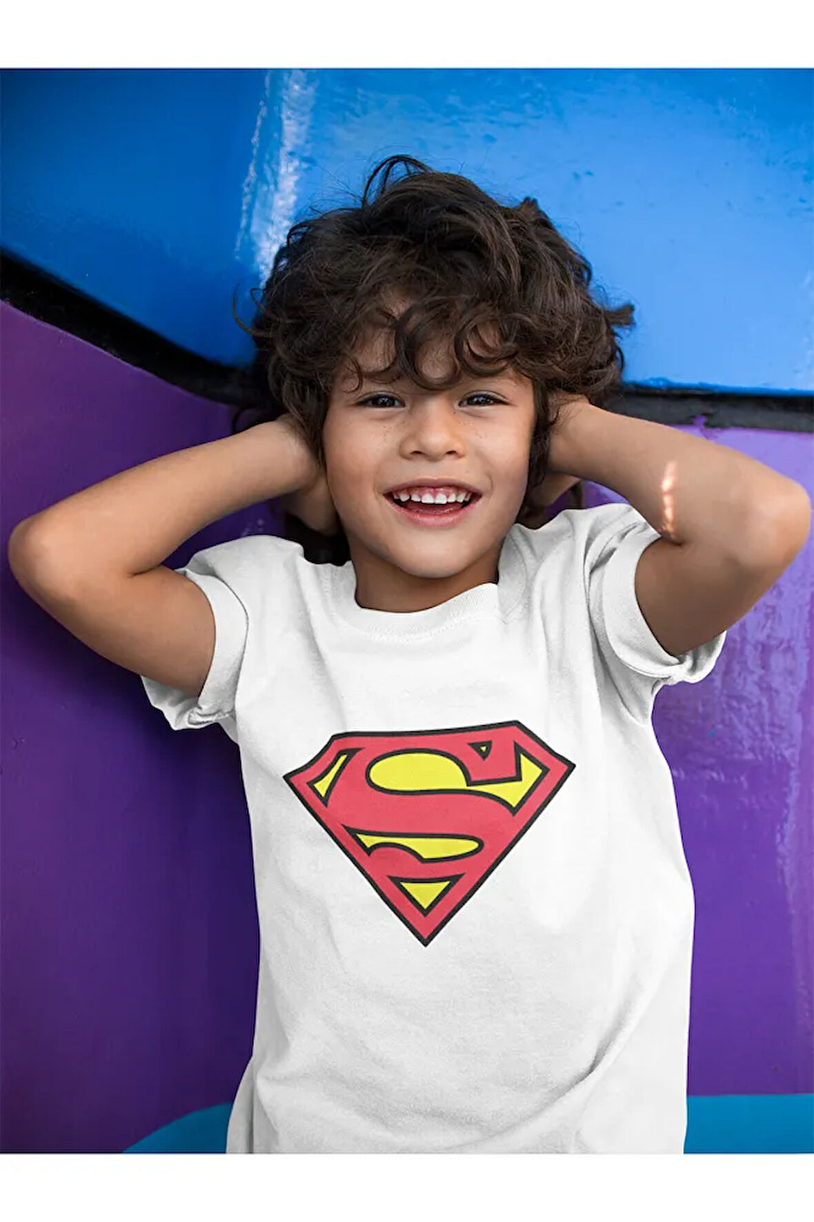 Süperman Logo Baskılı Unisex Film Kahramanı Çocuk Tişört (1-12 YAŞ)