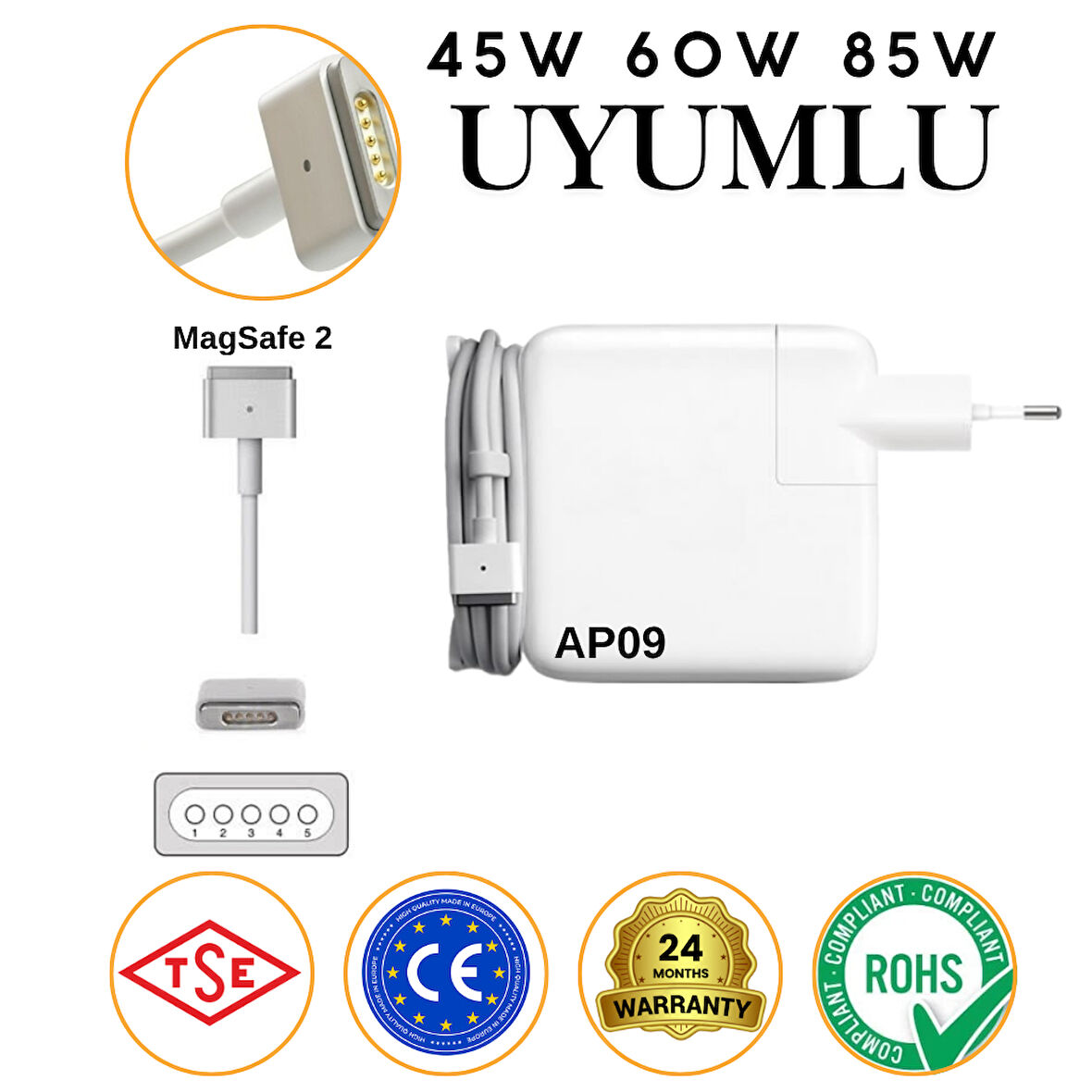 Apple Uyumlu Macbook Pro A1502 Adaptör Şarj Aleti