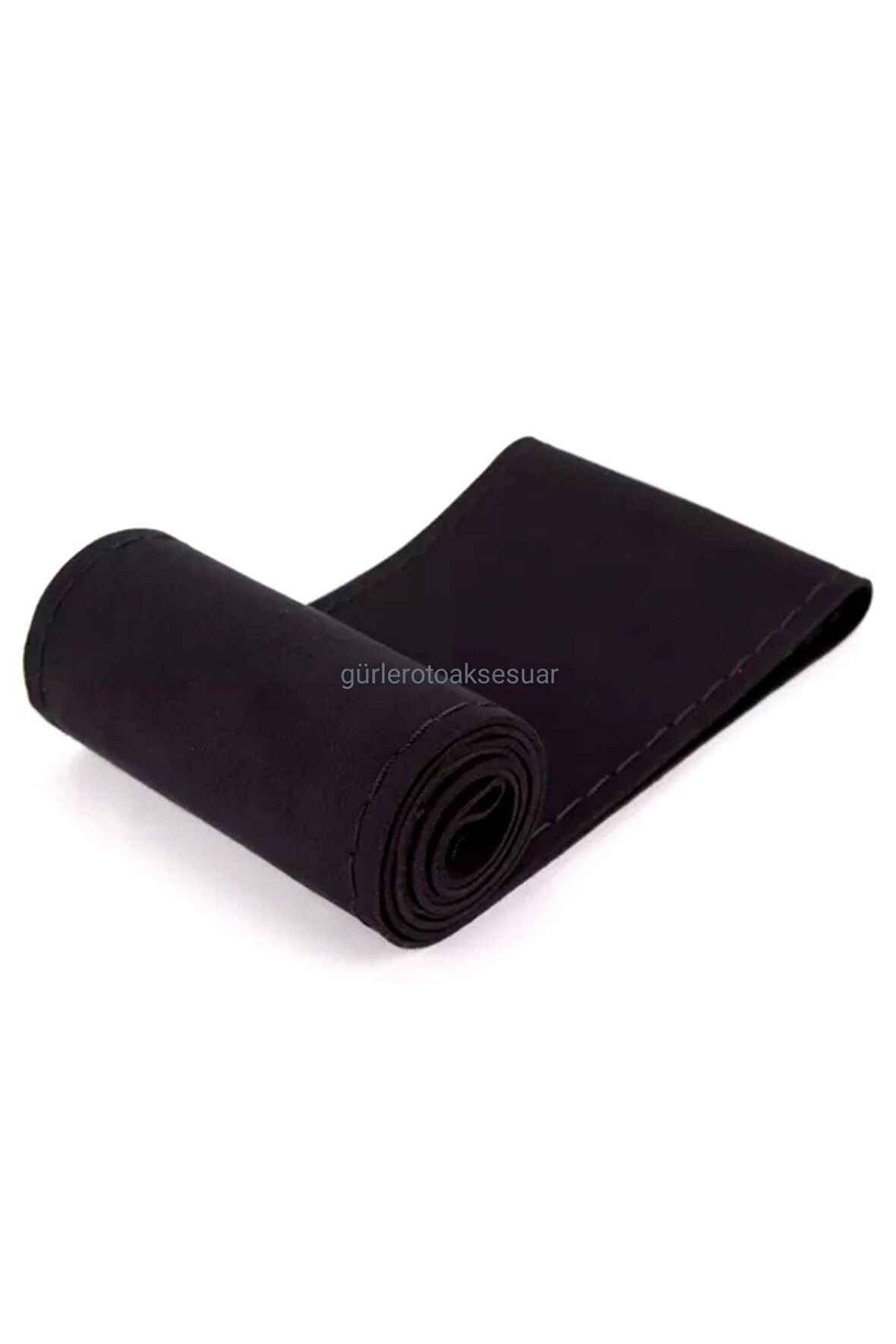 Universal Kamyon Tır Dikmeli Deri Direksiyon Kılıfı Nubuk Alkantra Siyah Ipli 45×10.5cm