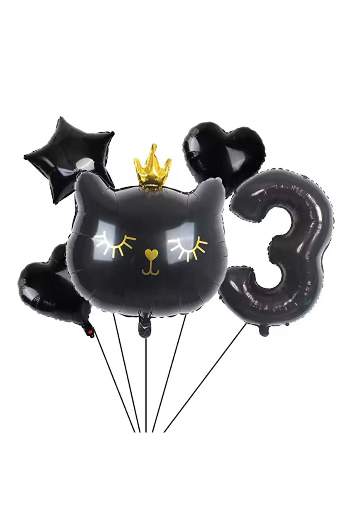 SİYAH KEDİ TEMALI FOLYO YAŞ BALON SET