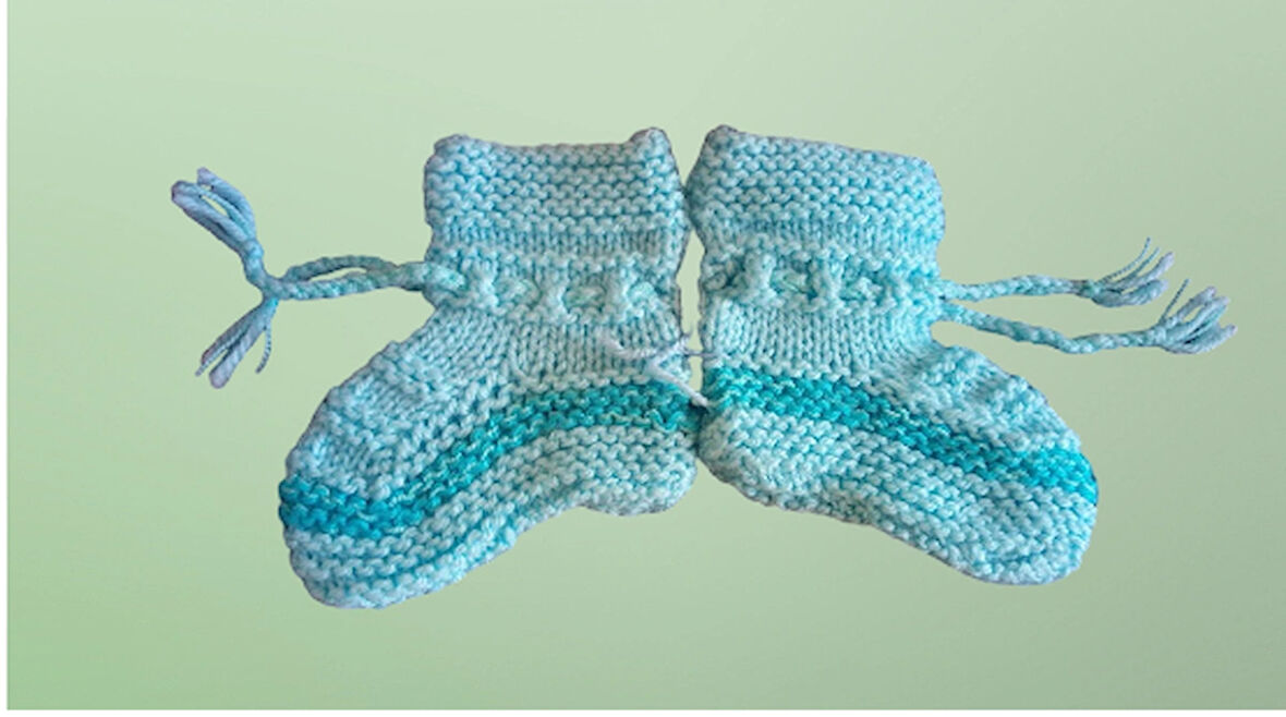 El Örgüsü Bebek Patik, (Mavi Renk)