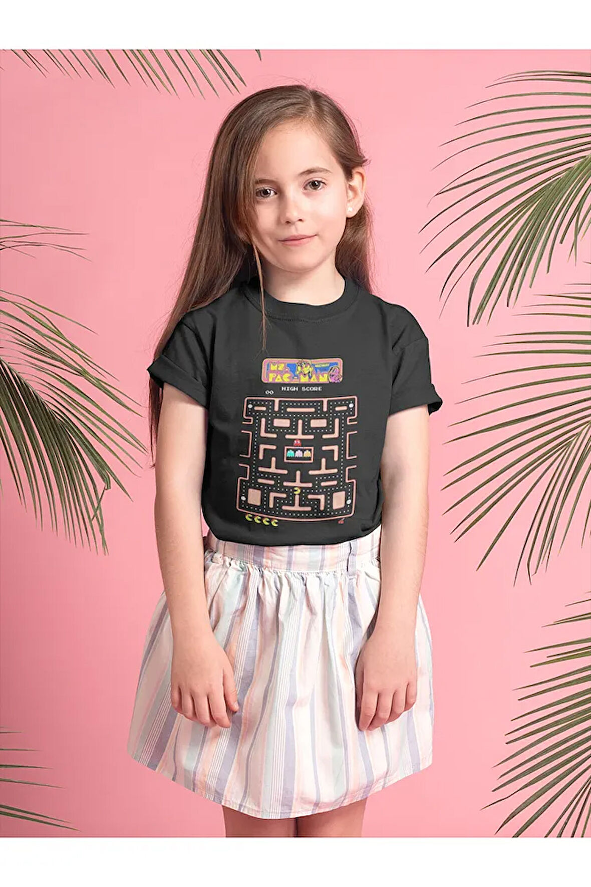 Pacman Baskılı Unisex Oyun Çocuk Tişört (1-12 YAŞ)