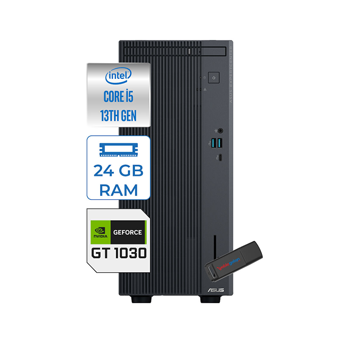 Asus Expertcenter P500MV Intel Core I5 13420H 24GB Ddr5 512GB  SSD Freedos 4GB/GT1030 Minitower Masaüstübilgisayar WG5136216512B0DF07+ZETTAUSBBELLEK