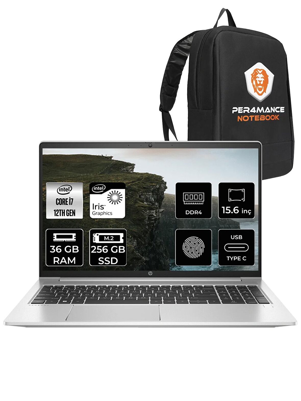 HP ProBook 450 G9 i7 1255U 36GB RAM 256GB SSD 15.6'' FHD FDOS 6S6X1EA & PER4 ÇANTA