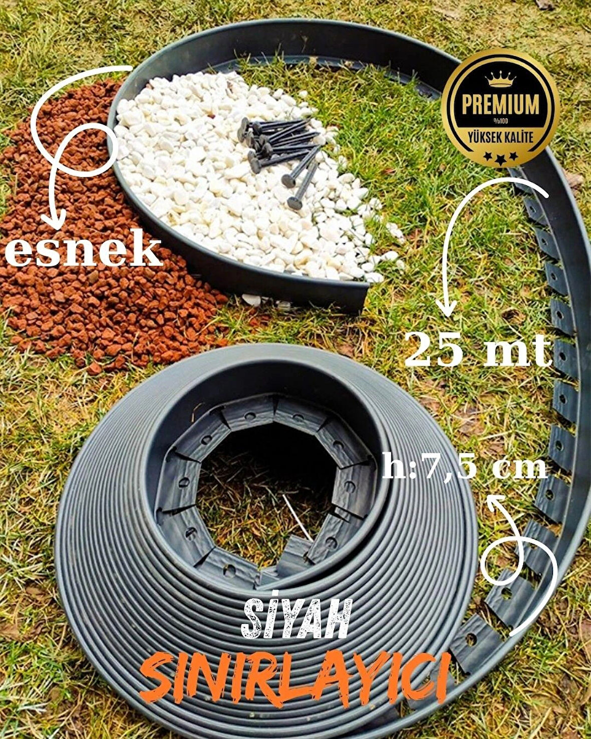 Çim Sınırlayıcı Esnek 25 MT SİYAH Çim Ayırıcı