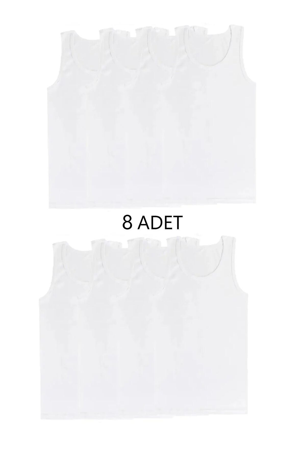 8'li Karışık Renk Erkek Atlet Takım Beyaz