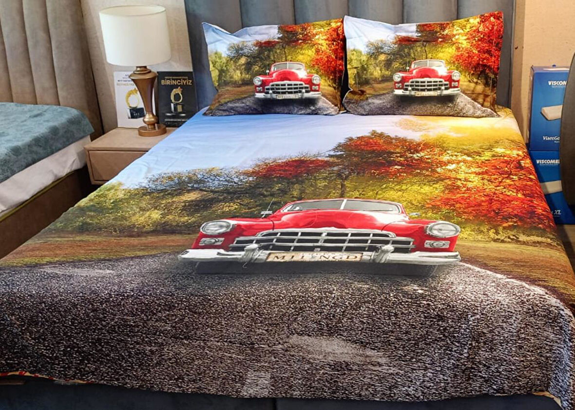 TÜRKİZ ÇİFT KİŞİLİK PAMUK SATEN NEVRESİM TAKIMI CARS