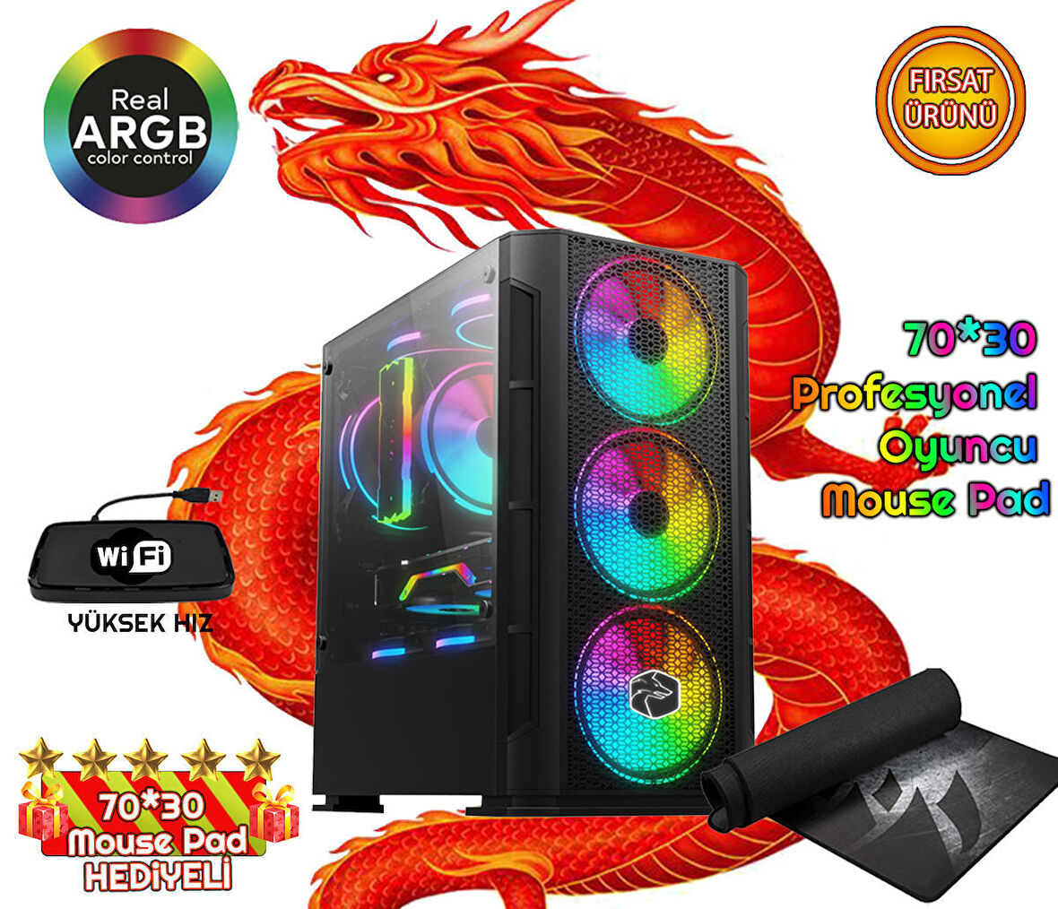 BİGGAMEX SL64 RYZEN 5 3600 32GB RAM 256GB SSD 8GB RTX 3050 MASAÜSTÜ OYUNCU BİLGİSAYARI