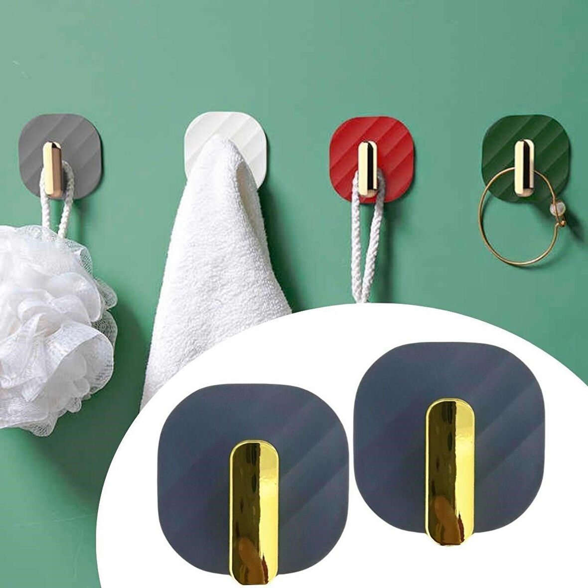 caselka®  2li Yapışkanlı Retro Askılık Dolap Kapak Kulpu Gri